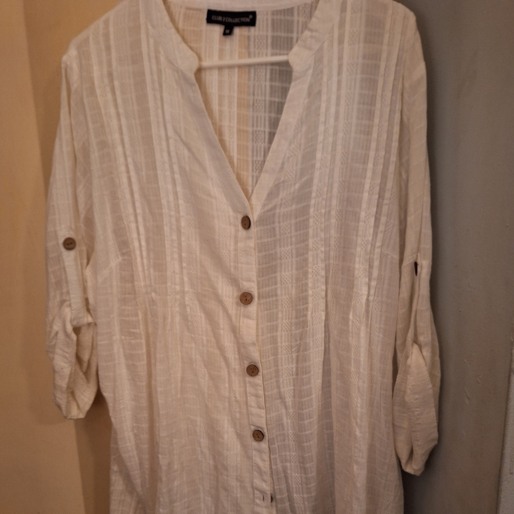 Womens tunic length sheer blouse